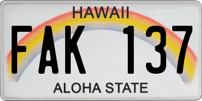 HI license plate FAK137
