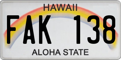 HI license plate FAK138