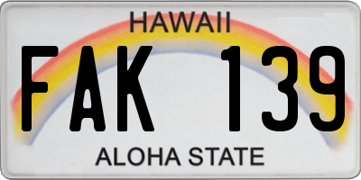 HI license plate FAK139