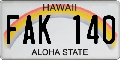 HI license plate FAK140