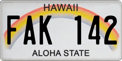 HI license plate FAK142