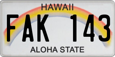 HI license plate FAK143