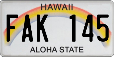 HI license plate FAK145