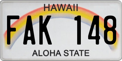 HI license plate FAK148