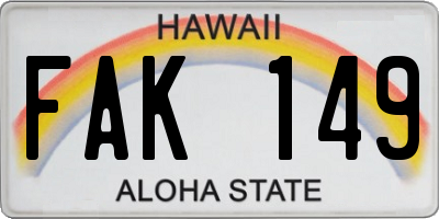 HI license plate FAK149