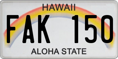 HI license plate FAK150