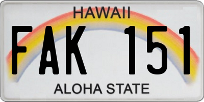 HI license plate FAK151