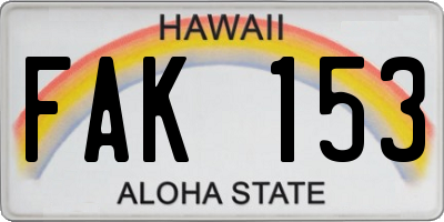 HI license plate FAK153