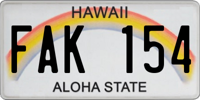 HI license plate FAK154