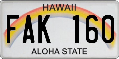HI license plate FAK160