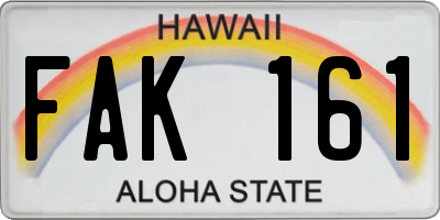 HI license plate FAK161