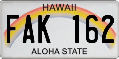 HI license plate FAK162