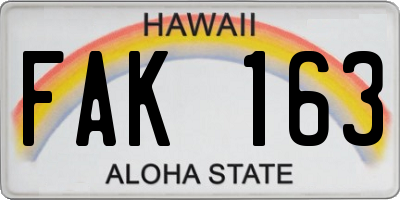 HI license plate FAK163