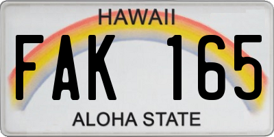 HI license plate FAK165