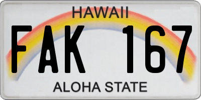 HI license plate FAK167