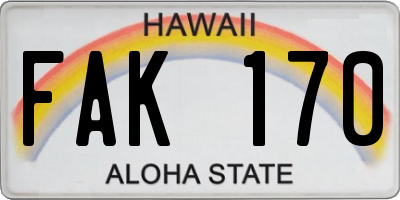 HI license plate FAK170