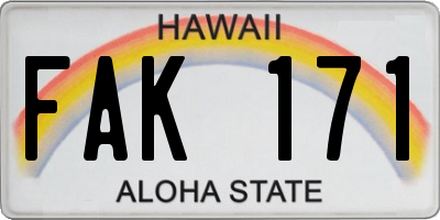 HI license plate FAK171