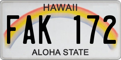 HI license plate FAK172