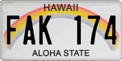 HI license plate FAK174