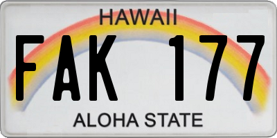 HI license plate FAK177