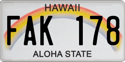 HI license plate FAK178