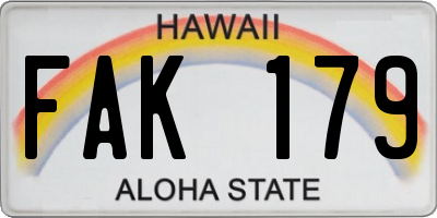 HI license plate FAK179