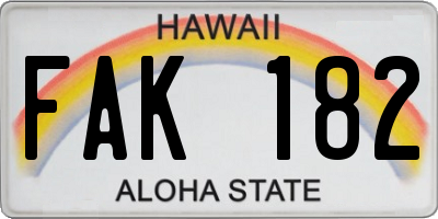 HI license plate FAK182