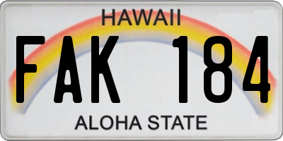 HI license plate FAK184