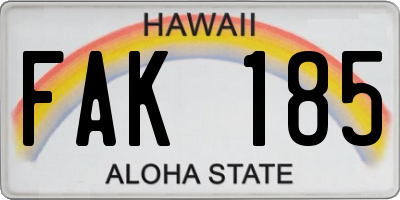 HI license plate FAK185