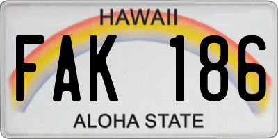 HI license plate FAK186