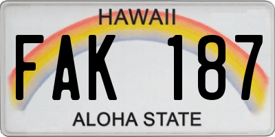 HI license plate FAK187
