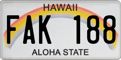 HI license plate FAK188
