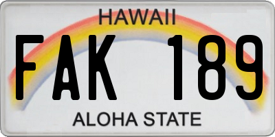 HI license plate FAK189