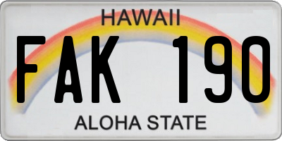 HI license plate FAK190