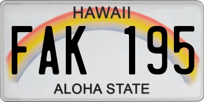 HI license plate FAK195