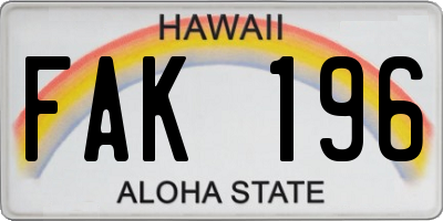 HI license plate FAK196