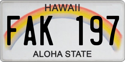 HI license plate FAK197