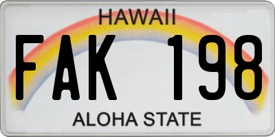 HI license plate FAK198