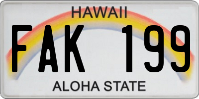HI license plate FAK199