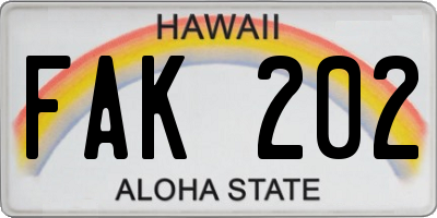 HI license plate FAK202