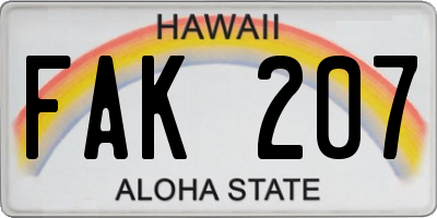HI license plate FAK207