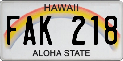 HI license plate FAK218