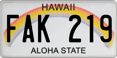 HI license plate FAK219