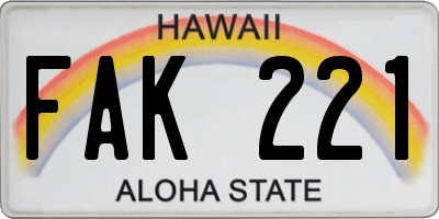 HI license plate FAK221