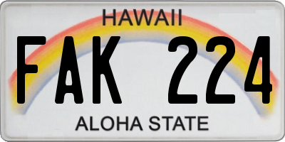 HI license plate FAK224