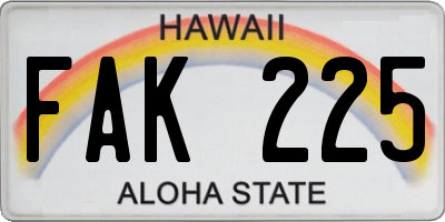 HI license plate FAK225