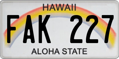 HI license plate FAK227