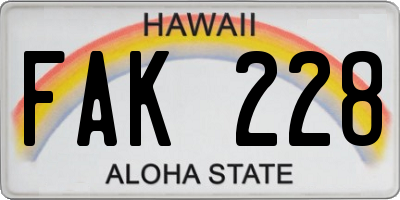 HI license plate FAK228