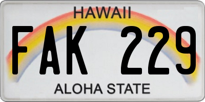 HI license plate FAK229