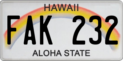 HI license plate FAK232